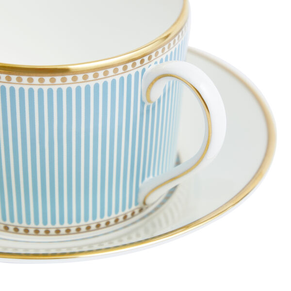 Helia Teacup with saucer, hvit/turkis/gull, Wedgwood