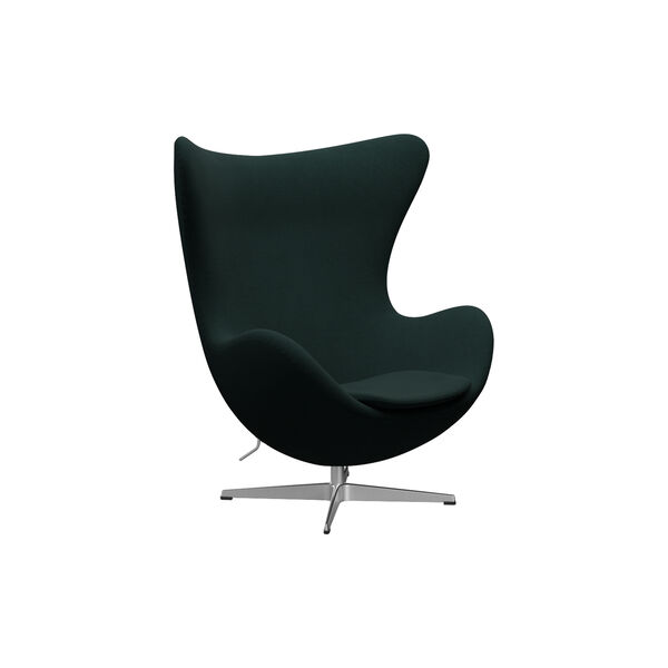 Egg&trade; 3316 loungestol, Christianshavn 1161 dark green/satin brushed aluminium, Fritz Hansen