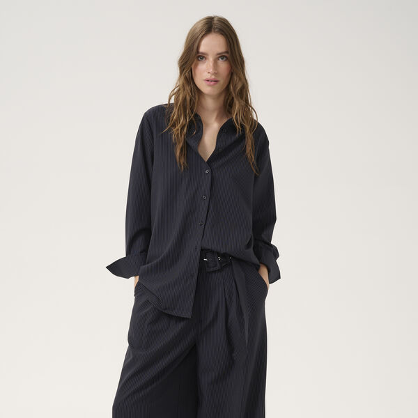 VittaMW Skjorte, mørksafirblå m. stripe, My Essential Wardrobe