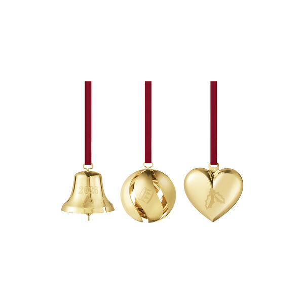 2026 Juleornament Sett 3 stk., gull, Georg Jensen