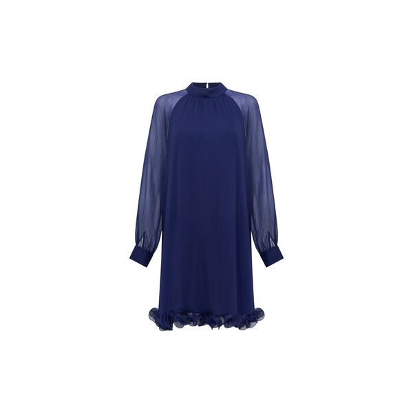 EMINA CHIFFON LONG SLEEVE DRESS, celestial blue, French Connection