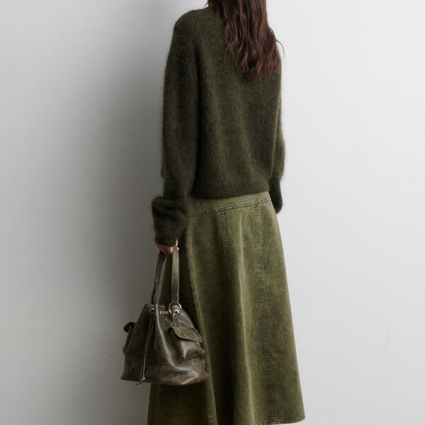 Andrea Knit Rib LS Cardigan, black olive, Second Female