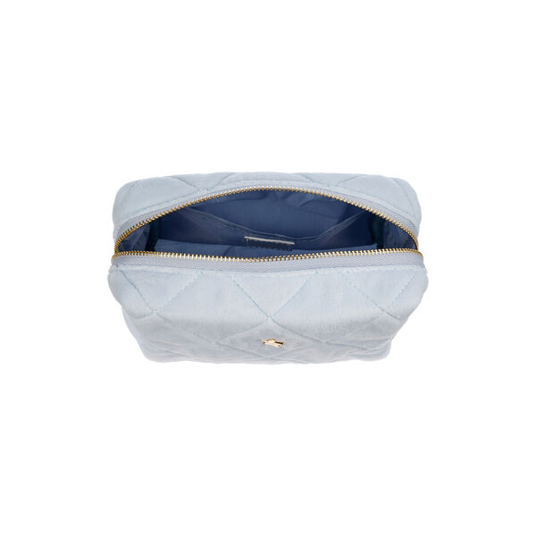 Velvet Square Quilted Make-Up Pouch Small, cool baby blue, DARK department