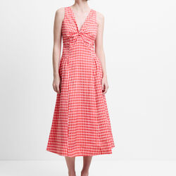 SHEILA CHECKS MIDI DRESS, red/pink gingham, French Connection