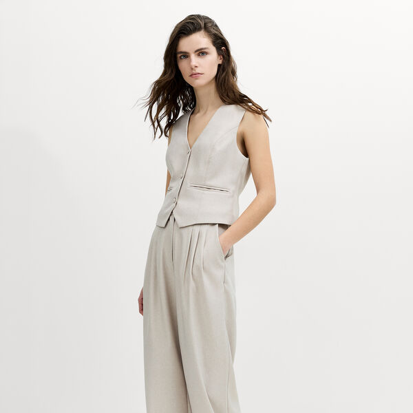 MISHA SUITING FITTED WAISTCOAT, stone neutral, French Connection