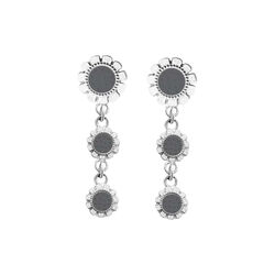 Bloom øredobber 3-blomster, sort, Th. Marthinsen