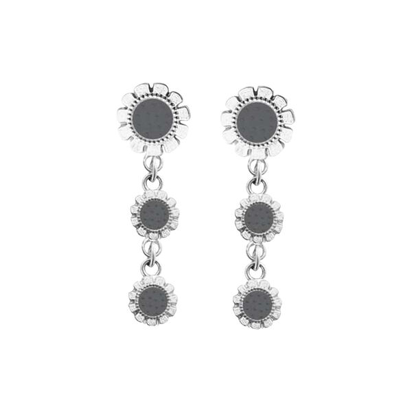 Bloom øredobber 3-blomster, sort, Th. Marthinsen