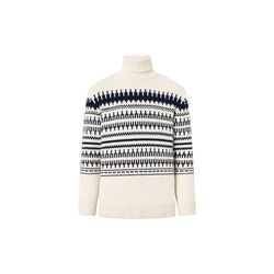 Knitted pattern roll neck, beige stripe, KnowledgeCotton Apparel 