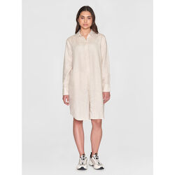 Classic linen dress - GOTS/Vegan, yarndyed - light feather gray, KnowledgeCotton Apparel 