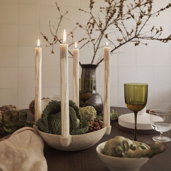 Sk&aring;l lysestake L, light grey, Ferm Living