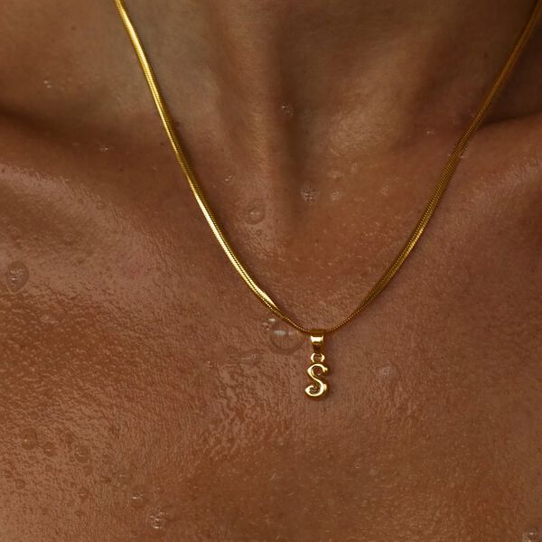 Bone Letter Necklace A, gull, WHO IS SHE