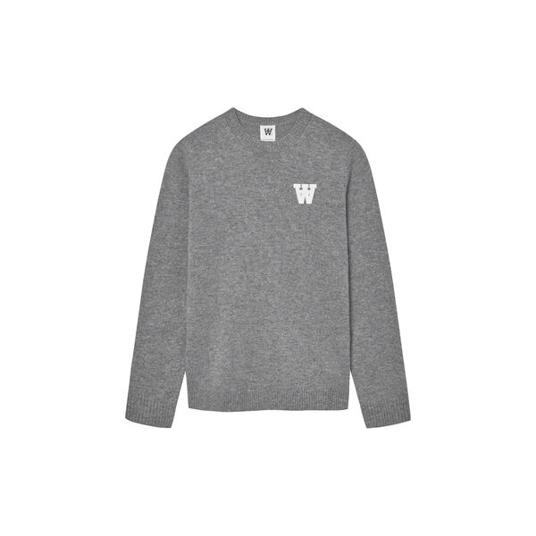 WWTay L Knit Pullover, light melange grey, Wood Wood