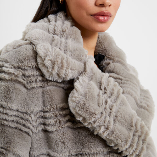 70VAR-DARYN FAUX FUR COAT, grey, French Connection