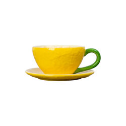 Lemon kopp og underskål, gul, Byon
