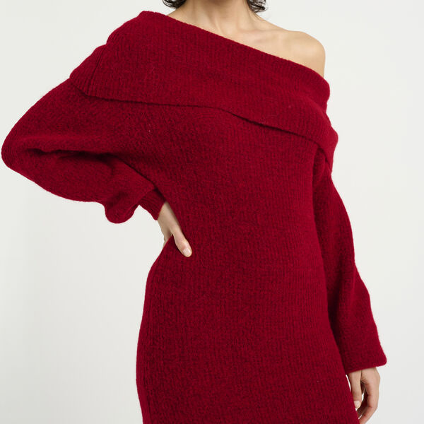 AlphaGZ off shoulder kjole, haute red melange, Gestuz