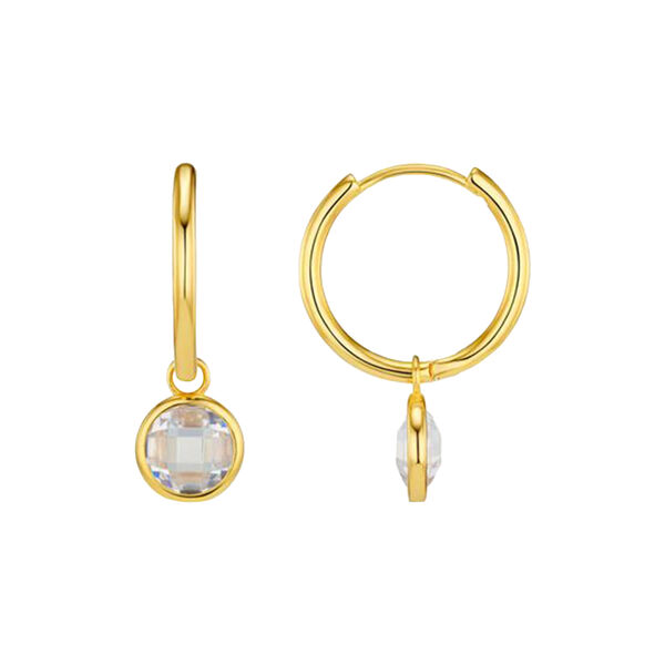Crystal Drop Hoop Earrings, pale gold, Orelia