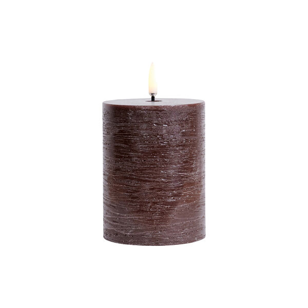 LED pillar candle, Brown, Rustic, 7,8x10 cm, Uyuni Lighting