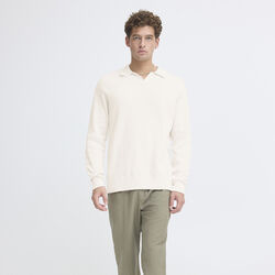 CFNORDIN LS Ribbed Polo Knit, jet stream, Casual Friday