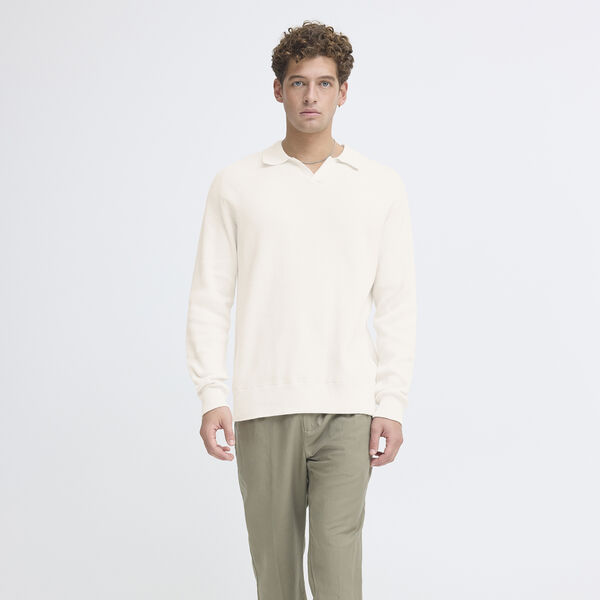 CFNORDIN LS Ribbed Polo Knit, jet stream, Casual Friday