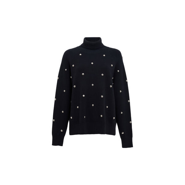 Elna Black Studded Roll Neck Jumper, black, French Connection