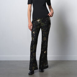 ROSHENE SEQUIN FLARE TROUSERS, black sequin multi, French Connection