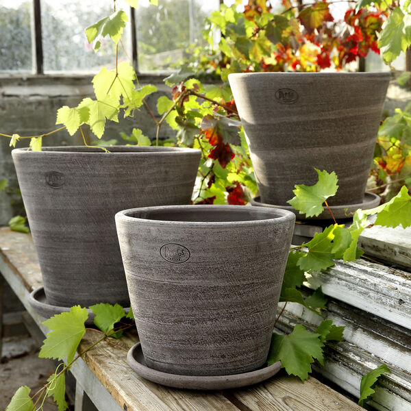 Julie RAW potte med underfat, grey Julie RAW potte med underfat, grey, Bergs Potter