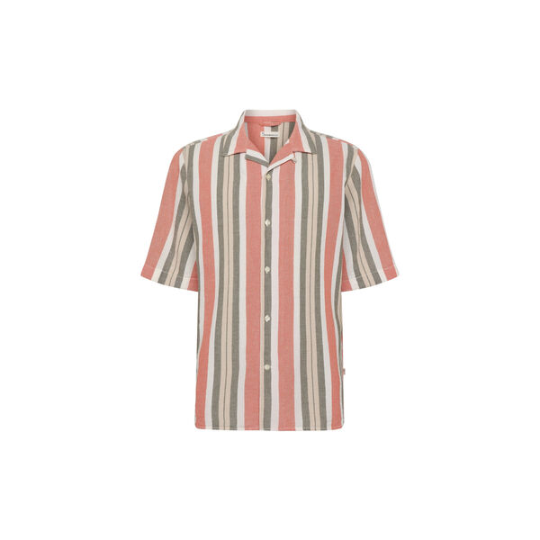 Box short sleeve striped cotton shirt GOTS/Vegan, green stripe Box short sleeve striped cotton shirt GOTS/Vegan, green stripe, KnowledgeCotton Apparel