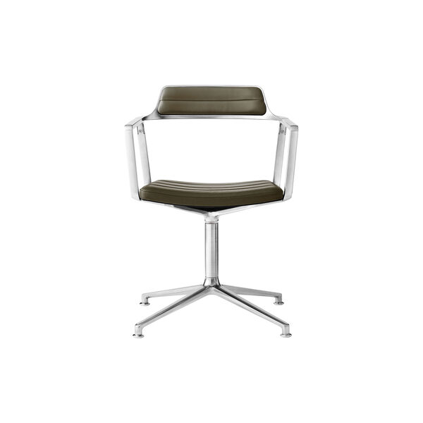 VIPP452 Swivel Chair with Gliders, bosco green/polished aluminium, Vipp