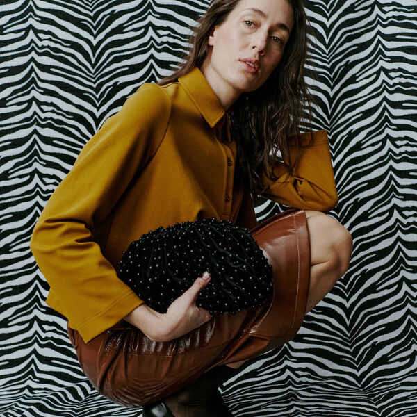 Day Pearly Velvet Clutch, black, DAY ET