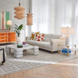 Malibu sofa, cirrus powder, Jonathan Adler