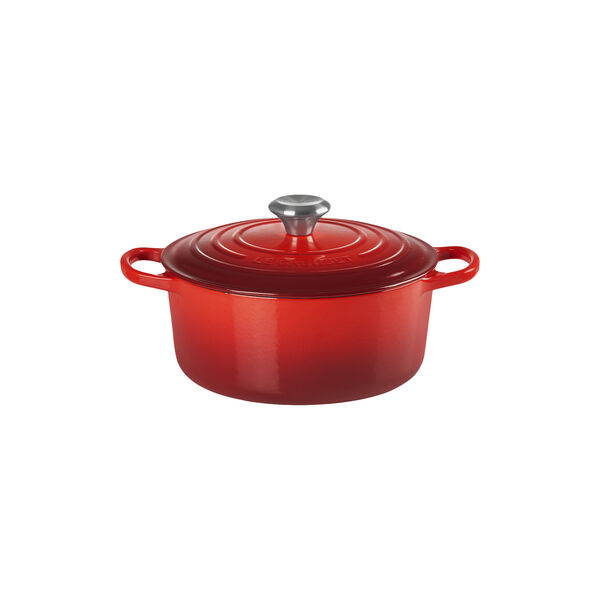 Signature st&oslash;pejern rund gryte &Oslash; 24 cm, cerise, Le Creuset