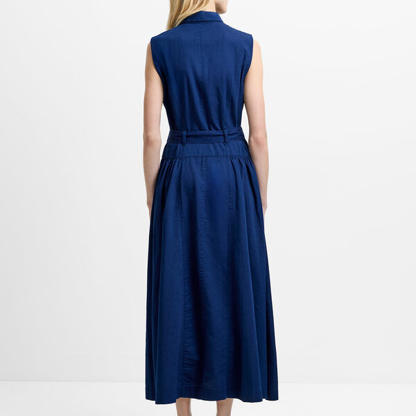 ZAVES CHAMBRAY BELT MIDI DRESS, dark wash, French Connection
