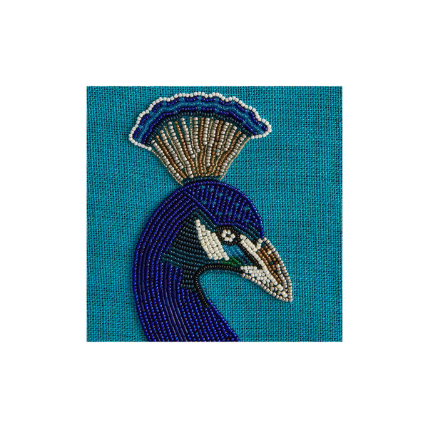Peacock beaded art - veggdekorasjon, dristig turkis, Jonathan Adler