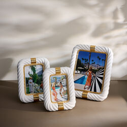 Geneva ramme, hvit/gull, Jonathan Adler