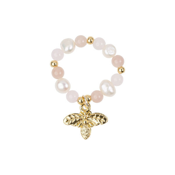 Stone/Pearl Bead Ring 4 mm m/Charm, rose mix, DARK department