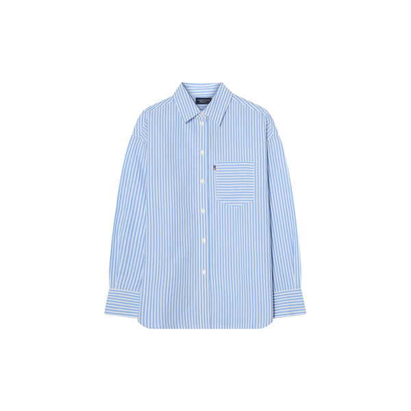 Organic Cotton Poplin pyjamasett, blue/white stripe, Lexington