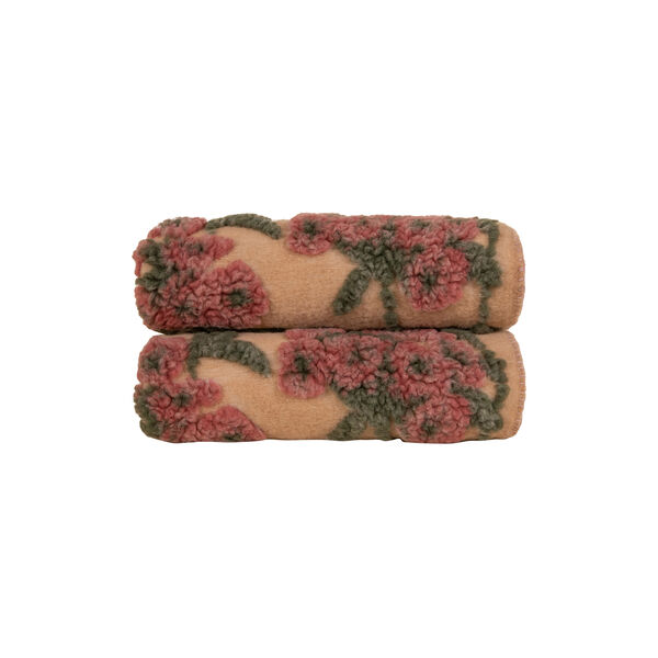 OLD FLOWER Easy boiled wool pledd 150x190cm, burgundy, Frati Home