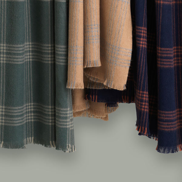 Check pledd, camel/light grey, ELVANG