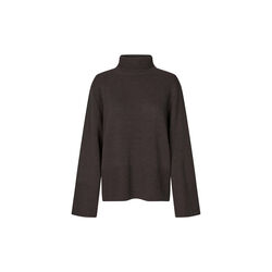 Alpha Knit T-Neck, dark brown melange, Second Female