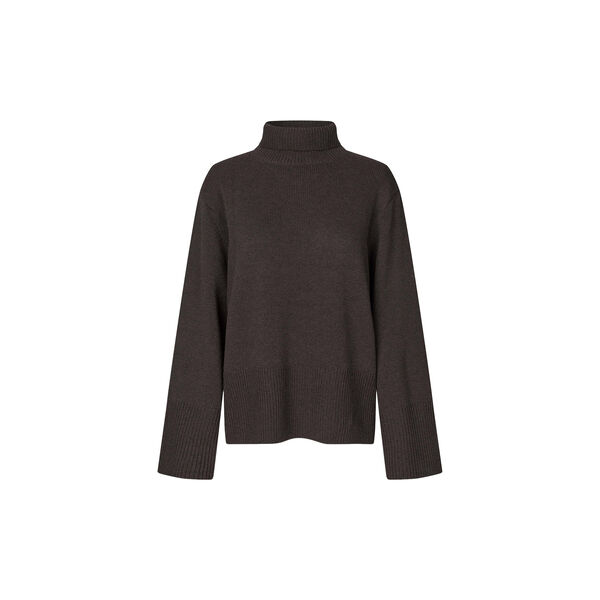 Alpha Knit T-Neck, dark brown melange, Second Female
