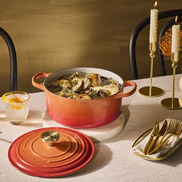 Rund jubileumsgryte &Oslash; 24 cm, flamme dor&eacute;e, Le Creuset