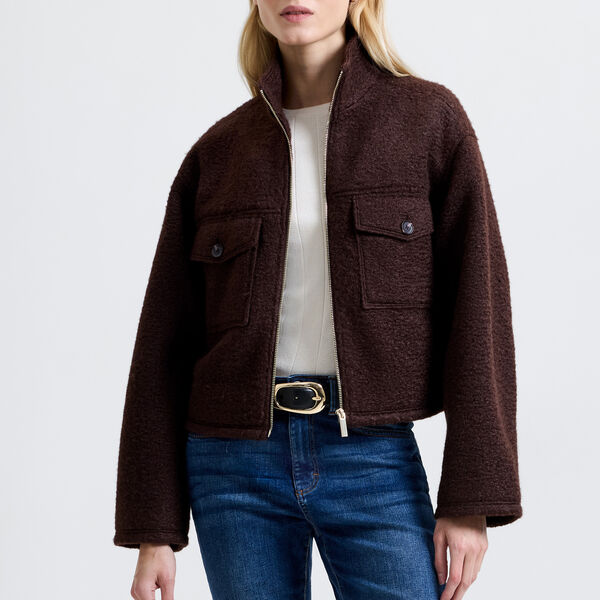 DOVER BOUCLE JACKET, indigo, French Connection