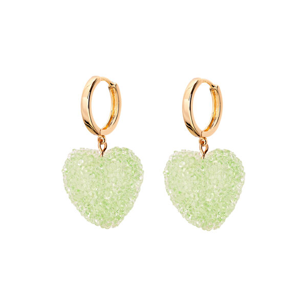 Jelly Heart Hoops, pistachio/gold, Crystal Haze