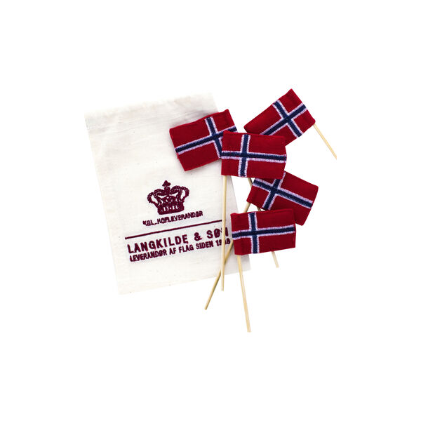 Kakeflagg norske flagg, rød, hvit, blå, Langkilde & Søn