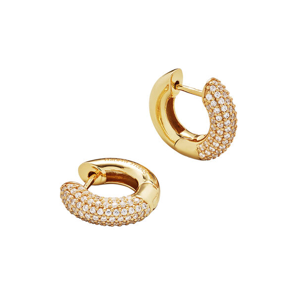 Bold Pave Hoops Small, gull, Philippa Studios