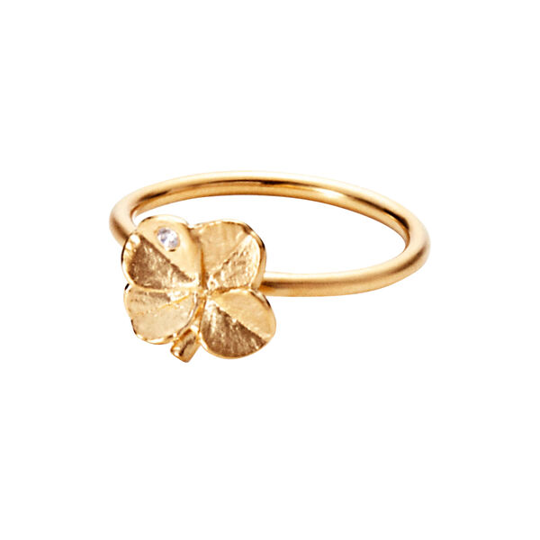 Firkløver ring, gullbelagt, Flora Danica Jewellery