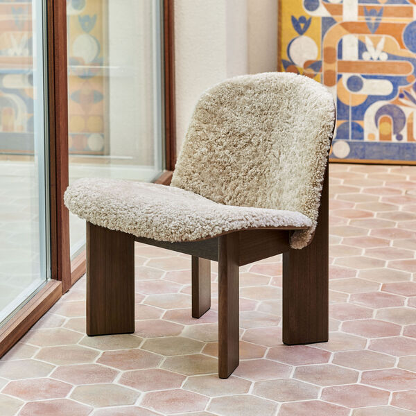 Chisel Lounge Chair, lacquered walnut front upholstery sheepskin Chisel Lounge Chair, lacquered walnut front upholstery sheepskin, HAY