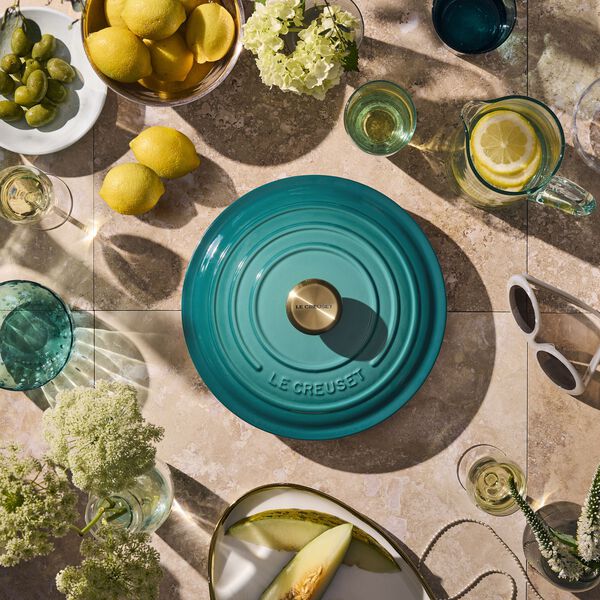 Signature st&oslash;pejern rund gryte &Oslash; 24 cm, bleu riviera, Le Creuset
