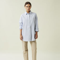 Pernilla Organic Cotton Oxford skjorte, blå/hvit stripe, Lexington