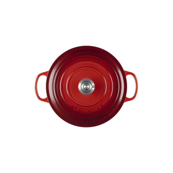Signature st&oslash;pejern rund gryte | 28 cm | Cerise, Le Creuset